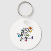 God's Love Never Fails - Butterfly Art - Religious Sleutelhanger (Voorkant)