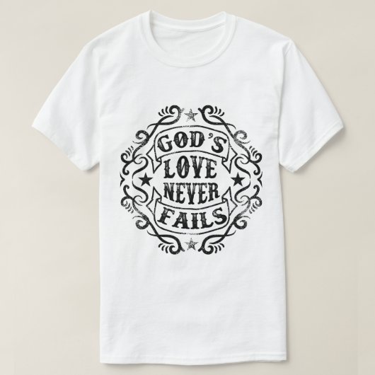 God's Love slaagt nooit in Mannen T-Shirt (Design voorkant)