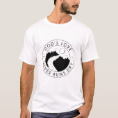 God's Love werkt nooit met de droog bijbel Verse J T-shirt (Voorkant)
