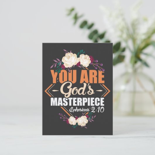 Gods Masterstuk Ephesians 2:10 Bijbelverse Briefkaart (Staand voorkant)