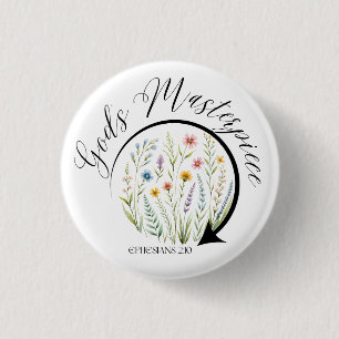 Gods Meesterwerk Efeziërs 2:10 Bijbelvers Ronde Button 3,2 Cm