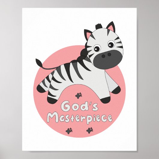 God's meesterwerk Kawaii blij baby dat zebra sprin Poster (Voorkant)