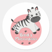 God's meesterwerk Kawaii blij baby dat zebra sprin Ronde Sticker (Voorkant)