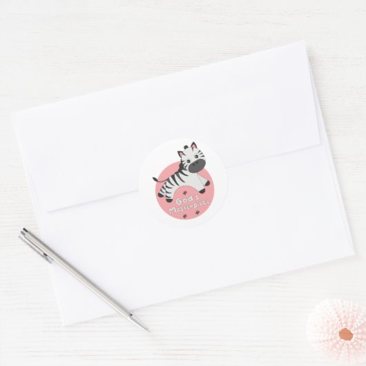 God's meesterwerk Kawaii blij baby dat zebra sprin Ronde Sticker (Envelop)