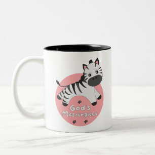 God's meesterwerk Kawaii blij baby dat zebra sprin Tweekleurige Koffiemok