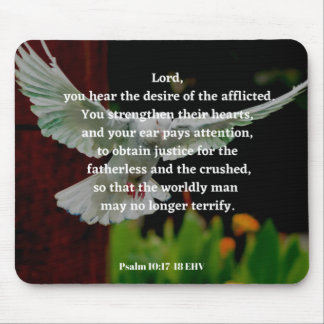 Gods Mercy Bijbel Verse Psalm 10:17-18 Christelijk Muismat