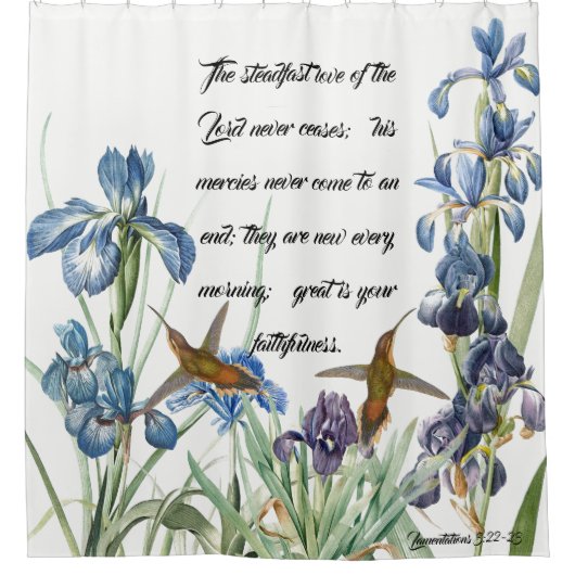 Gods Mercy Hummingbird Iris Flower Showgordijn Douchegordijn (Voorkant)