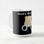 Gods minister past zich aan met naam of initiaal! koffiemok (Voorkant links)
