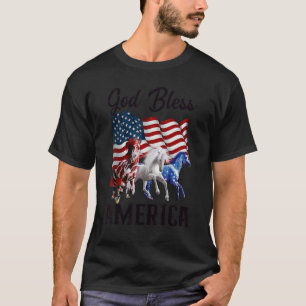 Gods naakte Amerikaanse paarden vliegen vierde jul T-shirt