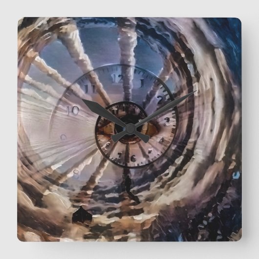 Gods oog en tijdspiraal vierkante klok (Voorkant)