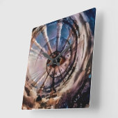 Gods oog en tijdspiraal vierkante klok (Hoek)