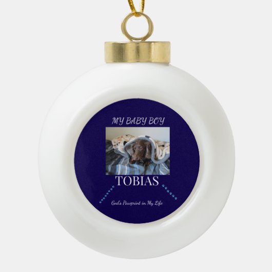 God's Pawprint Lichtspoor Aandenken Keramische Bal Ornament (Voorkant)