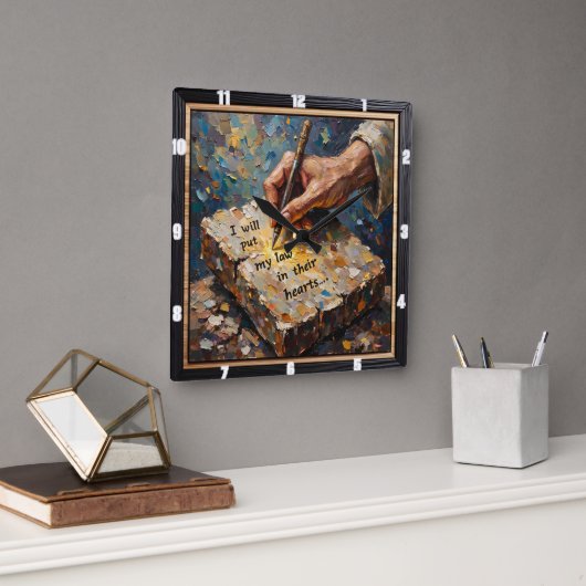 God's Pen: Heartfelt Promise Vierkante Klok (Kantoor)