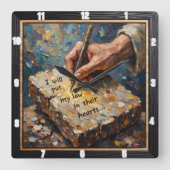 God's Pen: Heartfelt Promise Vierkante Klok (Voorkant)