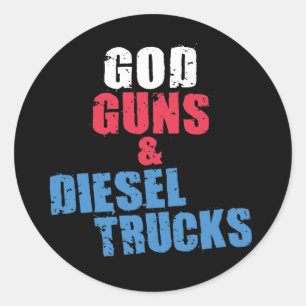 Gods Pistolen en dieselwagens Ronde Sticker