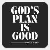 Gods plan is goed (Romeinen 8:28) Vierkante Sticker (Voorkant)