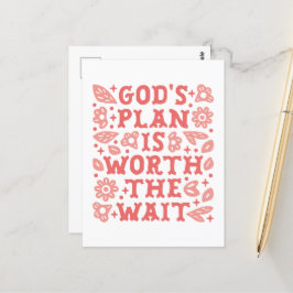 Gods plan is het wachten waard christelijk meisje briefkaart