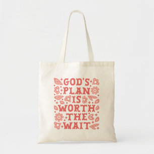 Gods plan is het wachten waard christelijk meisje tote bag