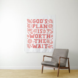 Gods plan is het wachten waard christelijk meisje wandkleed