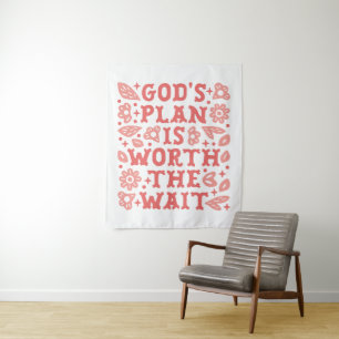 Gods plan is het wachten waard christelijk meisje wandkleed