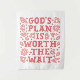 Gods plan is het wachten waard christelijk meisje wandkleed