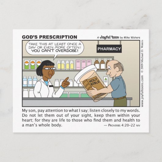 God's Prescription briefkaart (Voorkant)