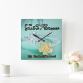 Gods Prinses Bling Turquoise vierkante wandklok (Huis)