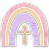 Gods Promise Rainbow en Cross | Sticker (Voorkant)