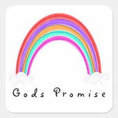 "Gods Promise" Rainbow Square Sticker (Voorkant)
