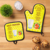 God's Promise Yellow Honey Hive Print Ovenwant & Pannenlap Set (Top down)