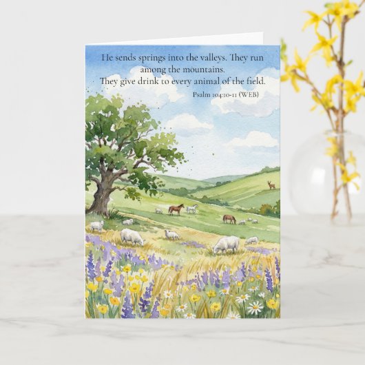 God's Provision: Psalm 104:10-11  Kaart (Gele Bloem)
