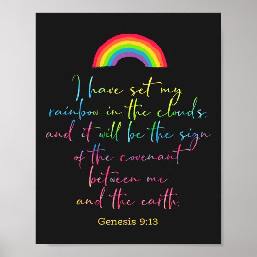 Gods Regenboog Genesis 9 Christelijke Bijbeltekst  Poster (Voorkant)