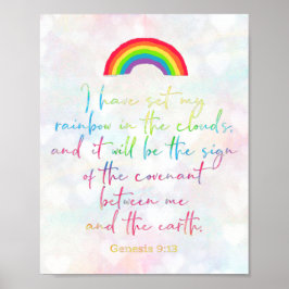 Gods regenbooggenese 9 Christelijke Bijbelse muur Poster