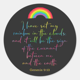 Gods Regenbooggenese 9 Christelijke Bijbelversie Ronde Sticker