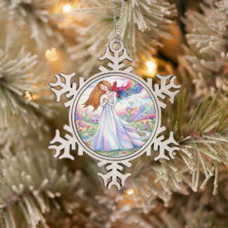 Gods schepping tin sneeuwvlok ornament