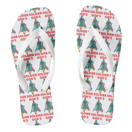 God's Soldier in Armen Wit All-Over Print Unisex Teenslippers (Voetbed)