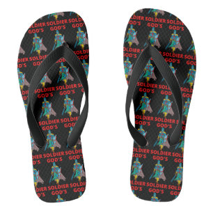 God's Soldier In Arms Zwart All-Over Print Unisex Teenslippers