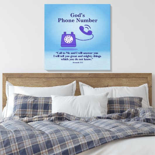 Gods telefoonnummer Jeremia 33:3 Canvas Afdruk (Insitu (Slaapkamer))