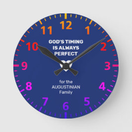 GOD'S TIMING ALTIJD PERFECT | Aangepast blauw Ronde Klok
