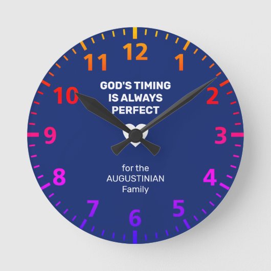 GOD'S TIMING ALTIJD PERFECT | Aangepast blauw Ronde Klok (Voorkant)