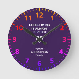 GOD'S TIMING ALTIJD PERFECT | Aangepast Paars Ronde Klok