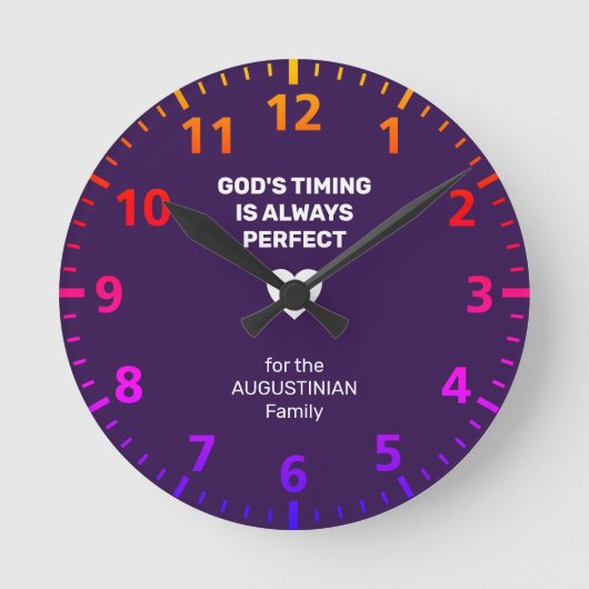 GOD'S TIMING ALTIJD PERFECT | Aangepast Paars Ronde Klok (Voorkant)
