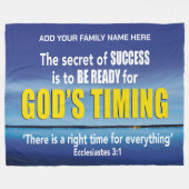 GODS TIMING Christelijke bijbelse gepersonaliseerd Fleece Deken (Voorkant (Horizontaal))