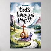 Gods timing is de perfecte Christelijke kunst van  Poster (Voorkant)