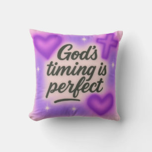 Gods timing is perfect airbrush retro 90s paars  kussen