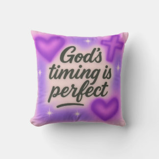 Gods timing is perfect airbrush retro 90s paars kussen