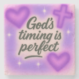 Gods timing is perfect airbrush retro 90s paars stenen onderzetter