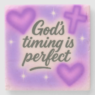 Gods timing is perfect airbrush retro 90s paars stenen onderzetter