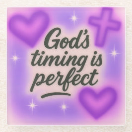 god's timing is perfect airbrush retro 90s purple  glazen onderzetter
