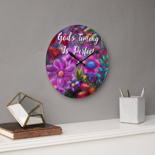 Gods timing is perfect, bloemen gepersonaliseerd grote klok
